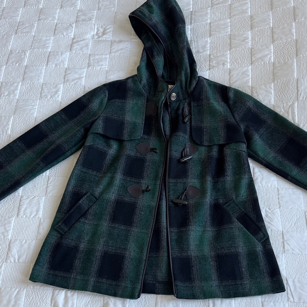 Plaid Hooded Toggle Coat